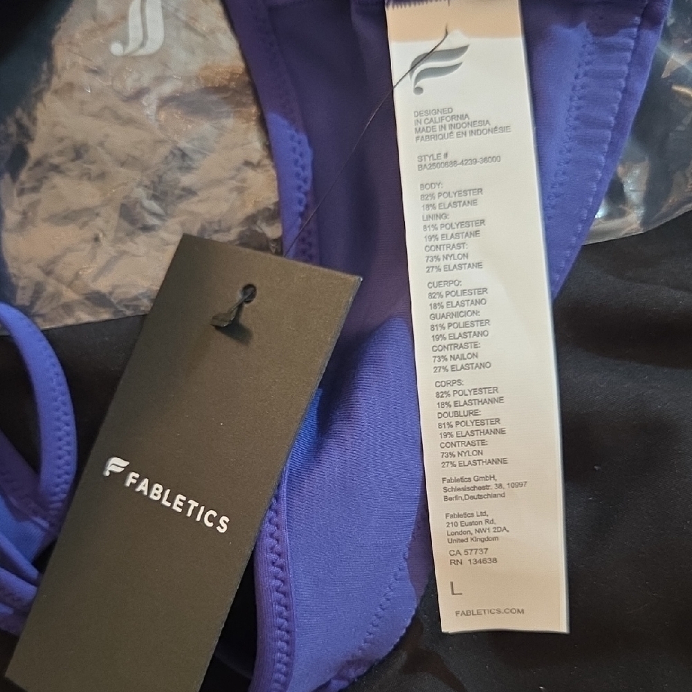 Fabletics PureLuxe Strappy Low Impact Sports Bra - Nightfall - Picture 4 of 8